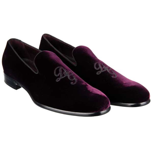 Velvet Loafer SIENA with embroidered DG logo at the front by DOLCE & GABBANA