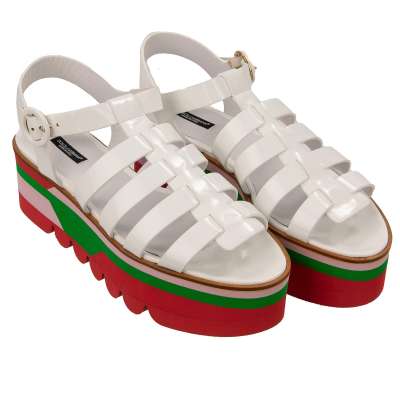 Patent Leather Platform Sandals BIANCA White Red Green 41 11