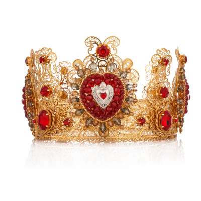 Runway Baroque Crystal Heart Filigree Crown Gold Red