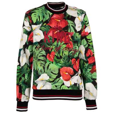 Floral Printed Sweater KING with Embroidery Green Red