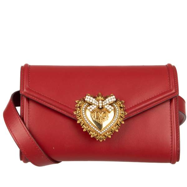 Small Belt Bag DEVOTION with a large DG Heart Logo with pearls and detachable belt by DOLCE & GABBANA