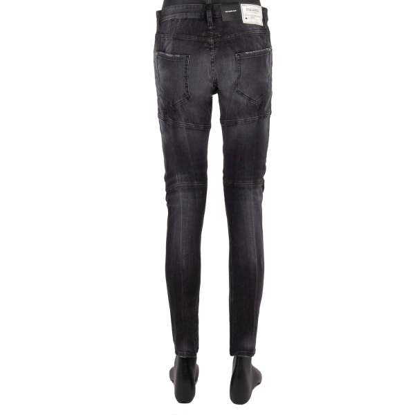  Lightly Distressed TIDY BIKER JEAN slim fit 5-pockets Jeans with logo on the back in gray by DSQUARED2