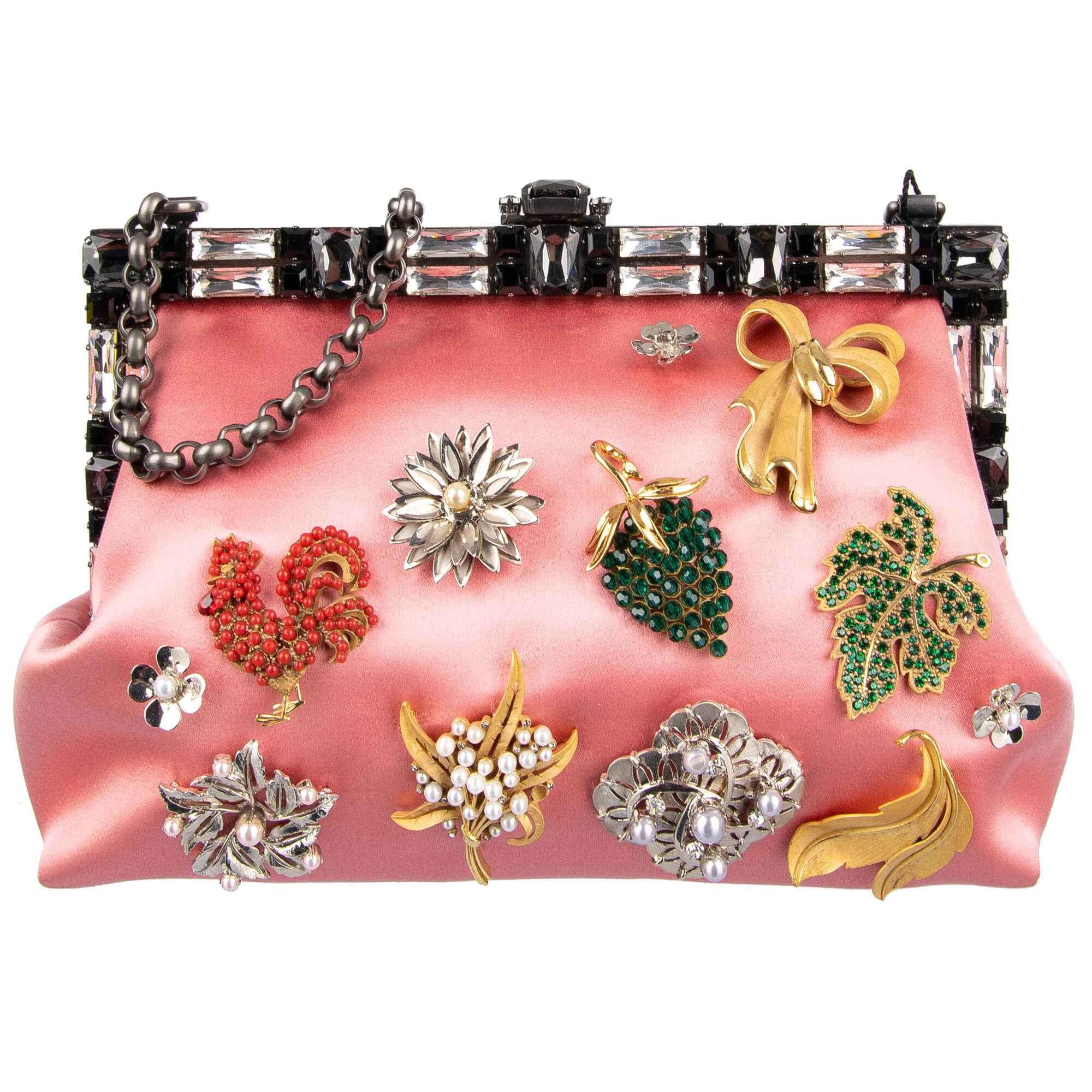 Dolce & Gabbana Silk Clutch VANDA with Pearls and Brooches Pink 08746 ...