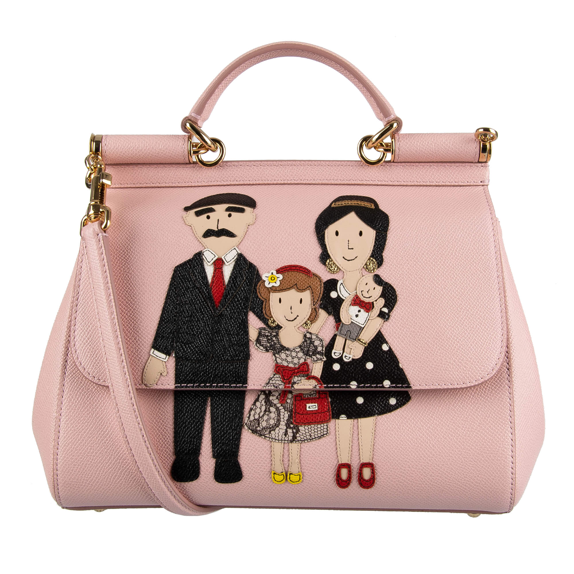 Dolce & Gabbana Tote Shoulder Bag SICILY with DG Family Motive Rose