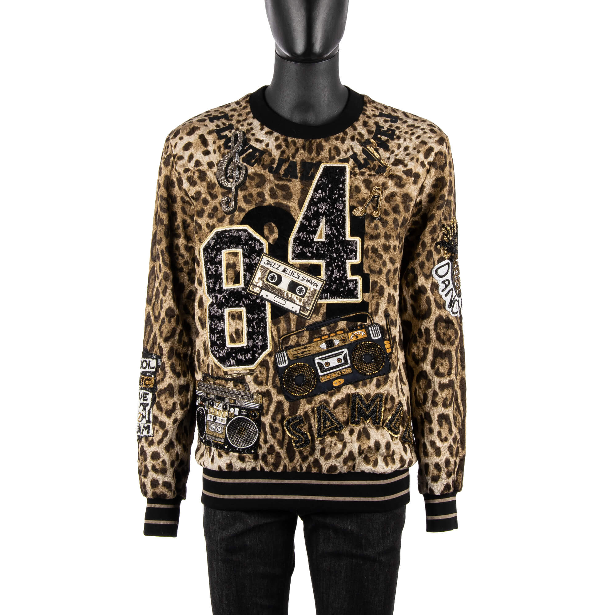 Printed Cotton Blend Hoodie in Black - Dolce Gabbana