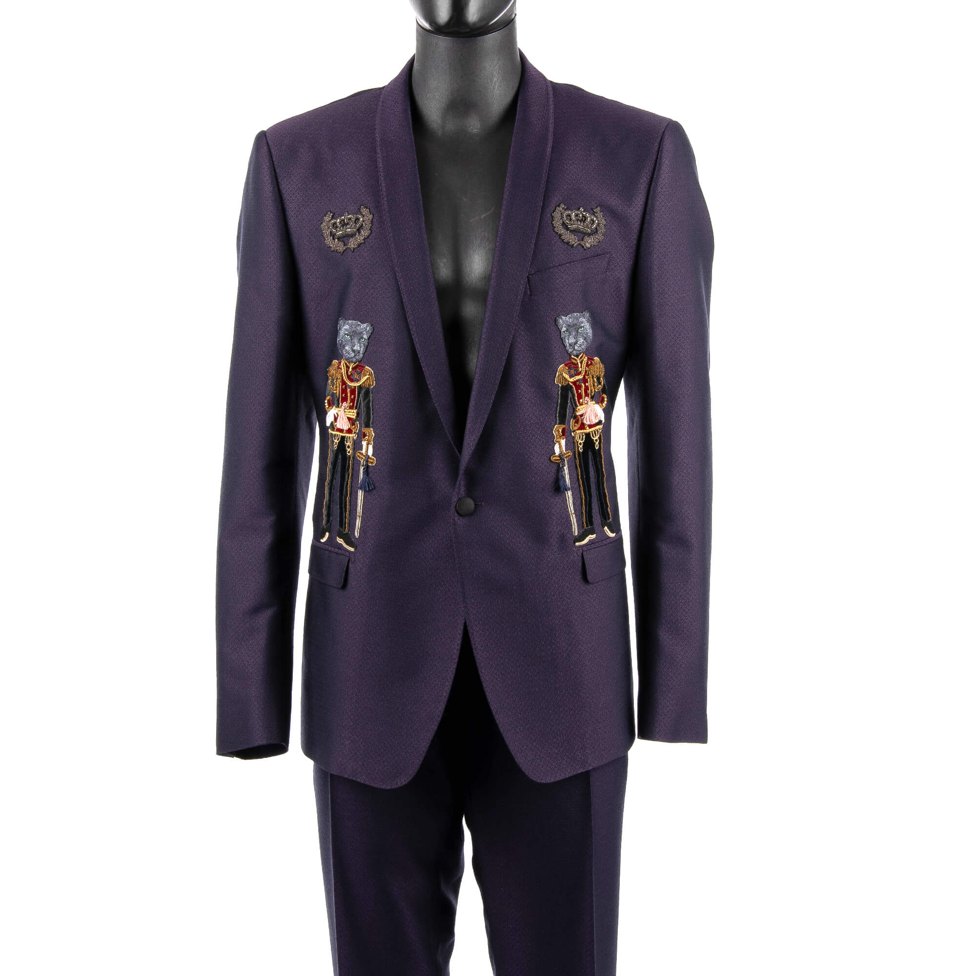 dolce gabbana gold uniform cats stickerei anzug lila 56 fashion rooms