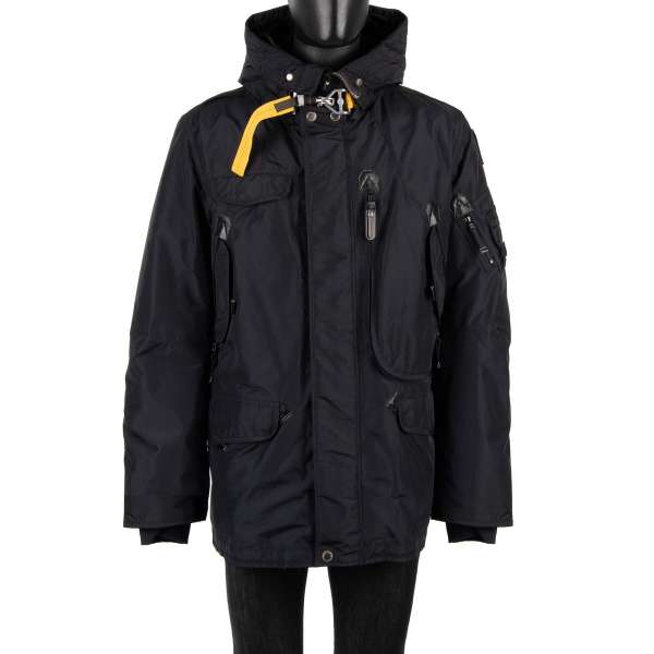 Parka / Down Jacket RIGHT HAND BASE with a detachable hoody, many pockets and a removable down-filled lining in Pencil Black