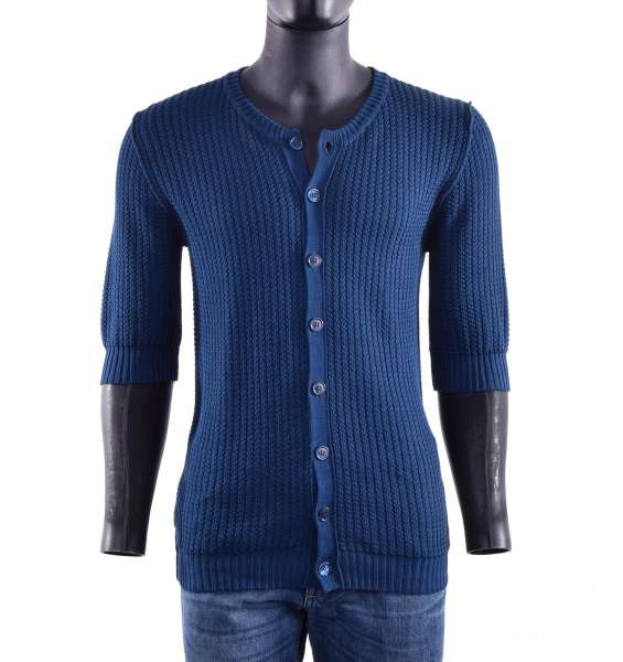 Knitted short sleeves cardigan / polo shirt with large buttons  by DOLCE & GABBANA Black Label