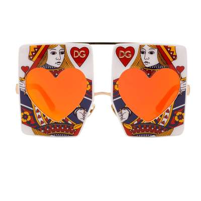 Special Edition Poker Heart Sunglasses DG4344 with Logo White Gold