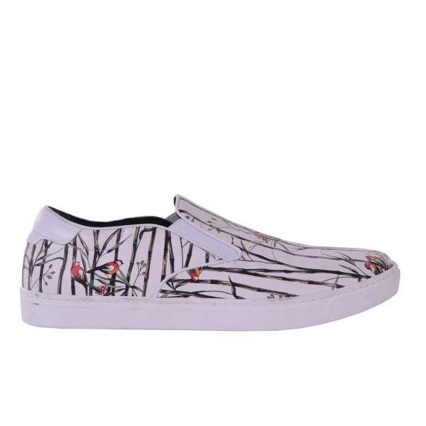 Nappa leather slip-on sneaker LONDON with Birds Print and Logo by DOLCE & GABBANA Black Label