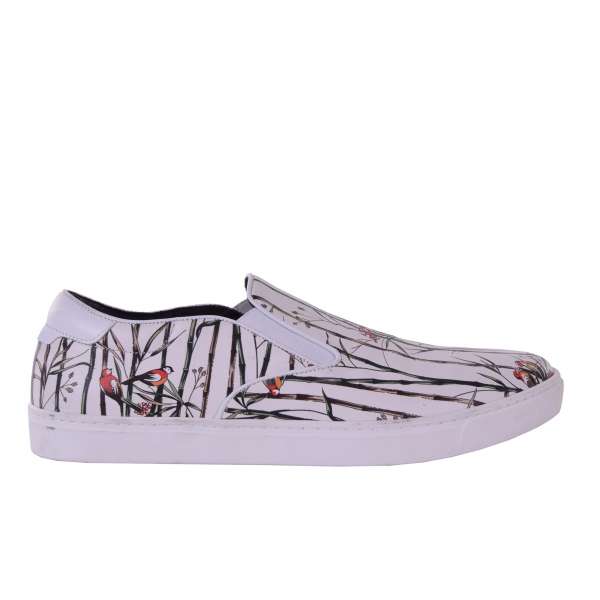 Slip-On Sneaker LONDON aus Nappa Leder mit Vögel Print und Logo von DOLCE & GABBANA Black Label