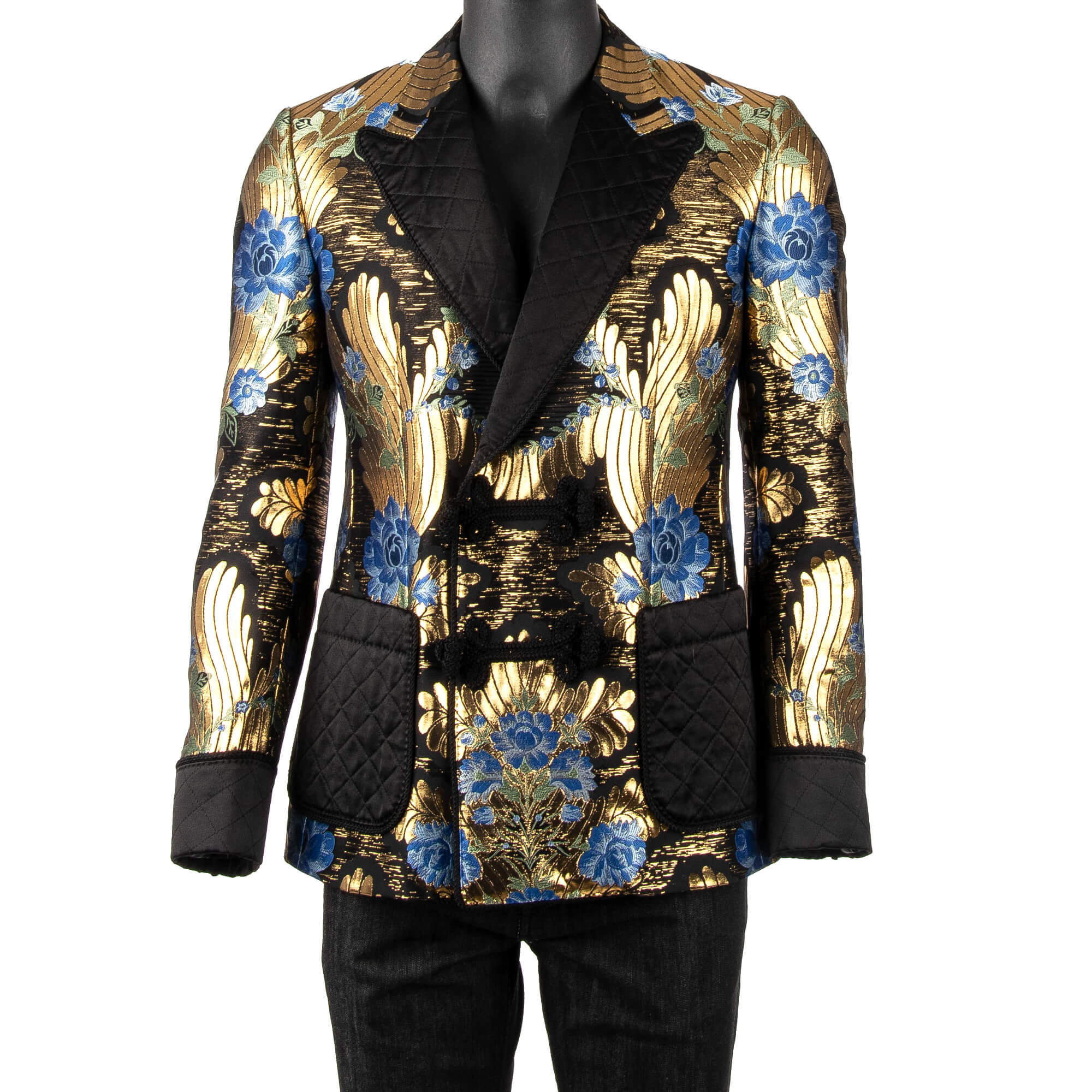 Dolce & Gabbana Baroque Lurex Tuxedo Blazer with Rope Closure Black ...