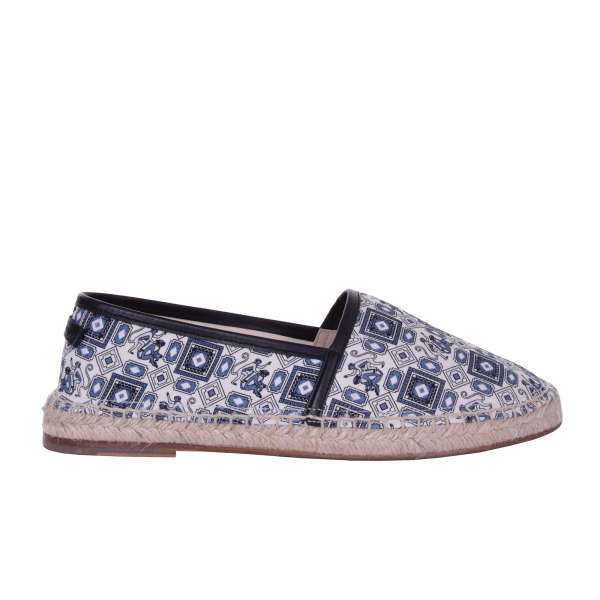 Monkey printed canvas Espadrilles TREMITI with leather details and logo by DOLCE & GABBANA Black Label