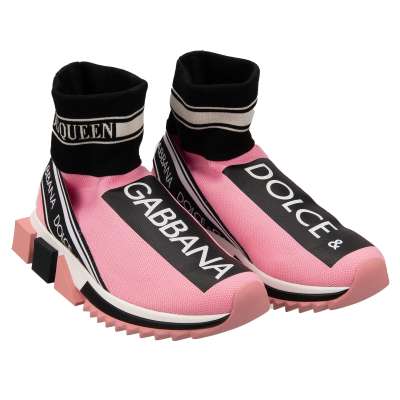 DG Queen Slip-On High Top Sneaker SORRENTO mit Logo Streifen Pink Schwarz 