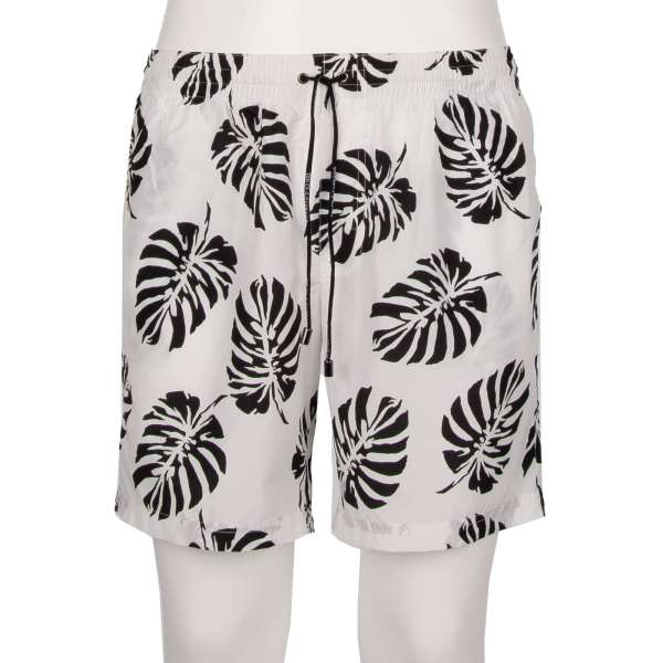 Badeshorts / Badehose mit floralem Print, Innenslip, Logo und Taschen von DOLCE & GABBANA Beachwear