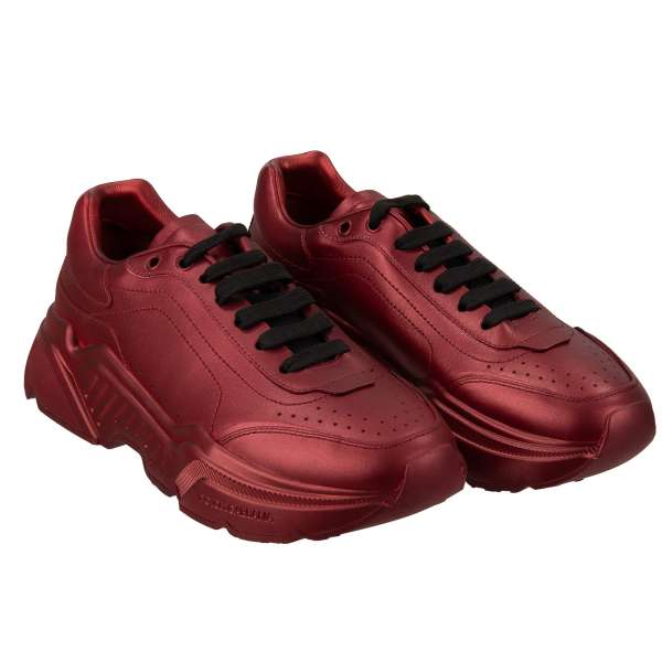 Lace Woman Leather Sneaker DAYMASTER in metallic red by DOLCE & GABBANA