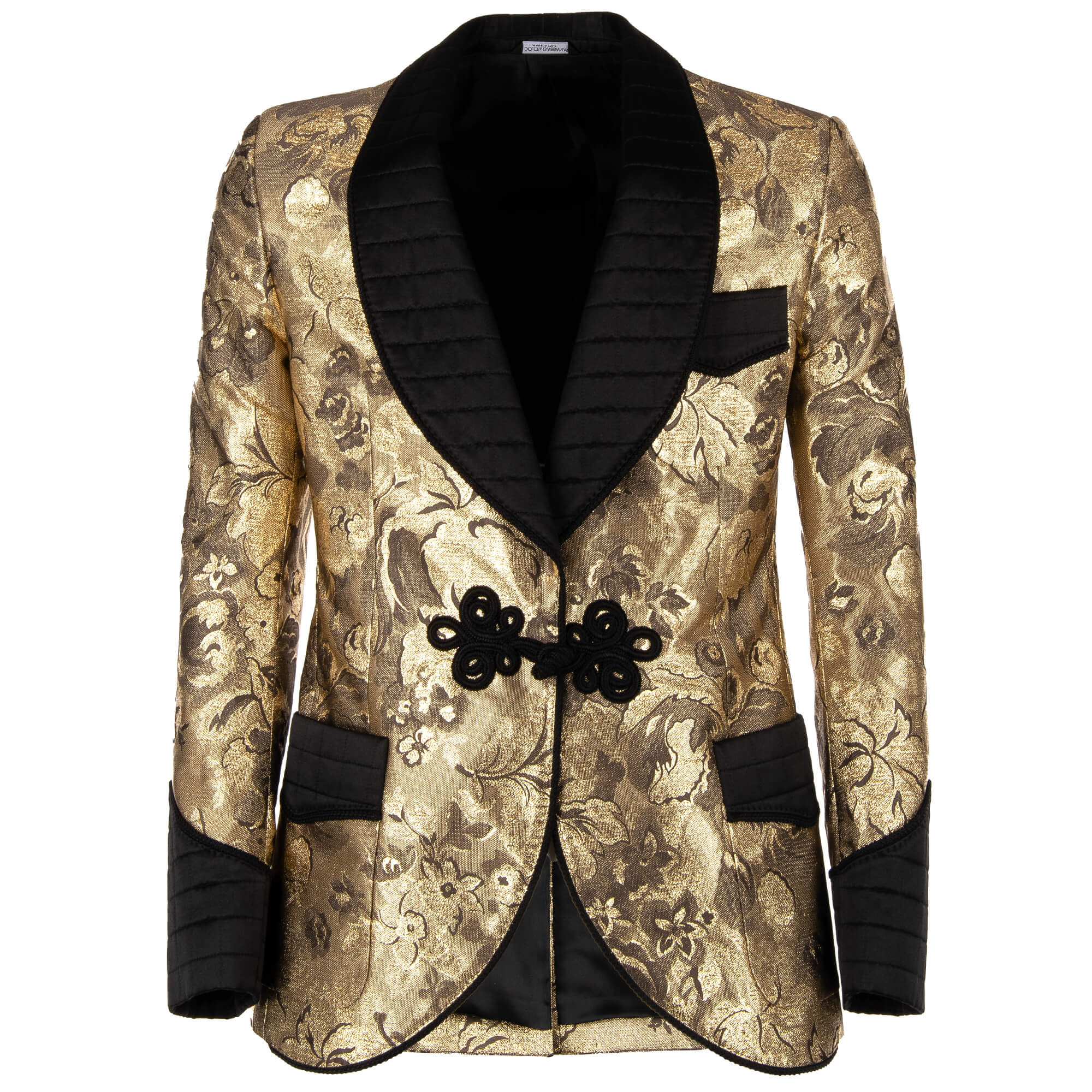 Dolce & Gabbana Baroque Floral Tuxedo Blazer with Rope Closure Black Gold | FASHION ROOMS Dolce & Gabbana Baroque Floral Tuxedo Blazer with Rope Closure Black Gold | FASHION ROOMS