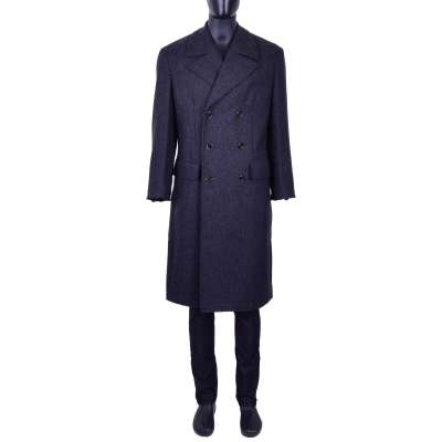 Weit Geschnittener Zweireihiger Mantel aus Schurwolle Grau 48 M