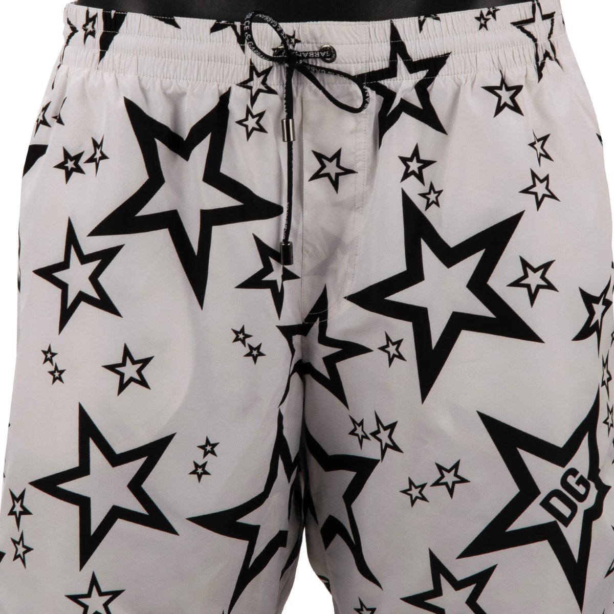 Dolce Gabbana DG Logo Star Beachwear Swim Shorts Trunks Black White 5 L FASHION ROOMS