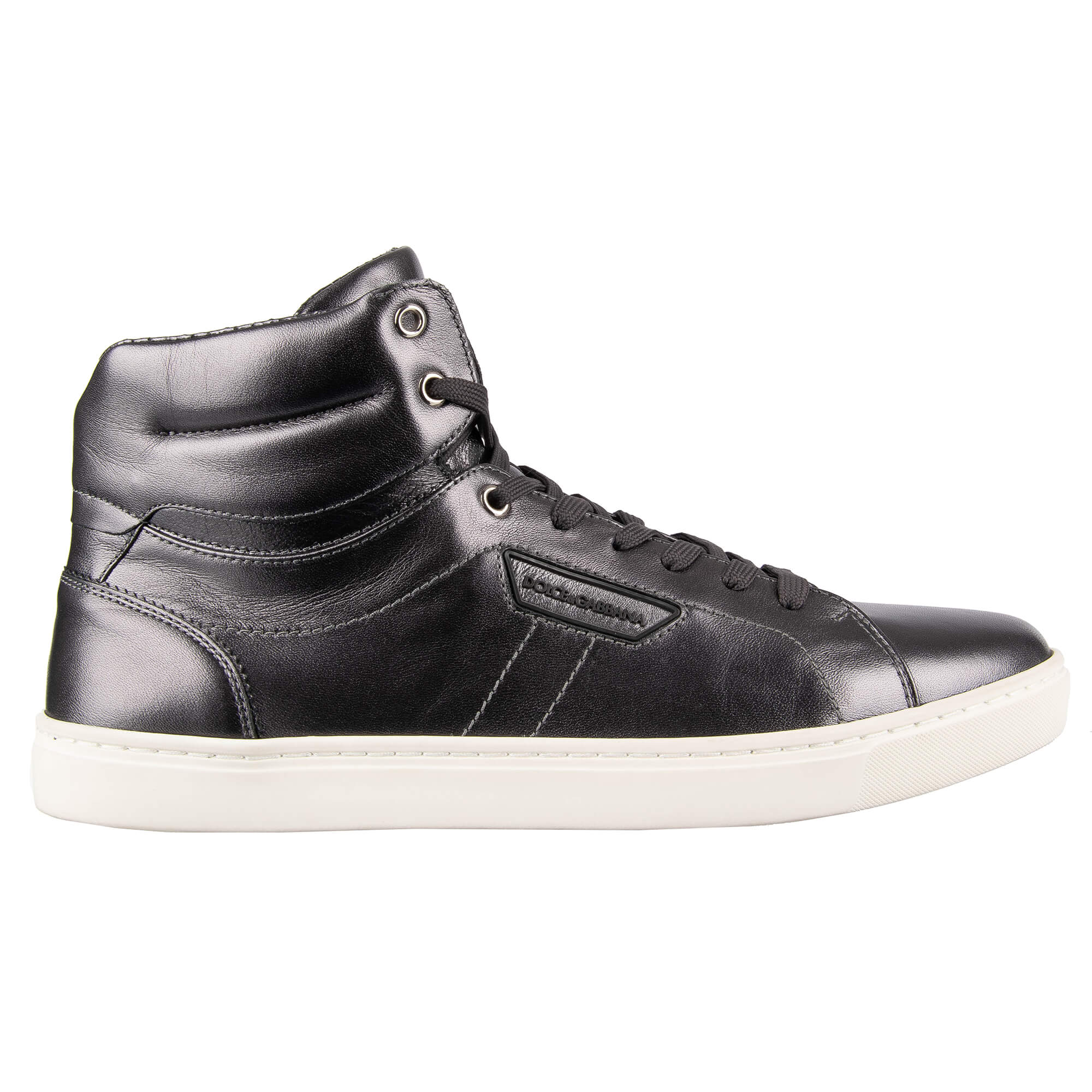 Dolce & Gabbana High-Top Leather Sneakers LONDON Silver | FASHION ROOMS