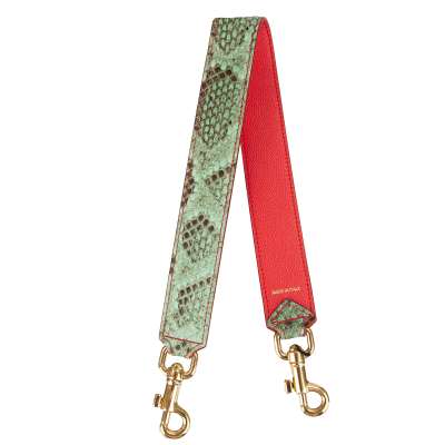Snake Leather Bag Strap Handle Red Green Gold