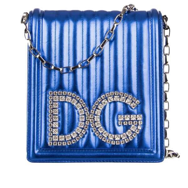 Quilted Clutch / Crossbody Bag DG GIRLS made of nappa leather with crystals embellished DG Logo and vintage chain strap by DOLCE & GABBANA