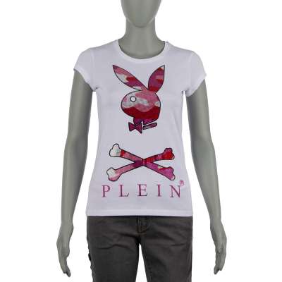 Bunny Strass T-Shirt Weiß Pink