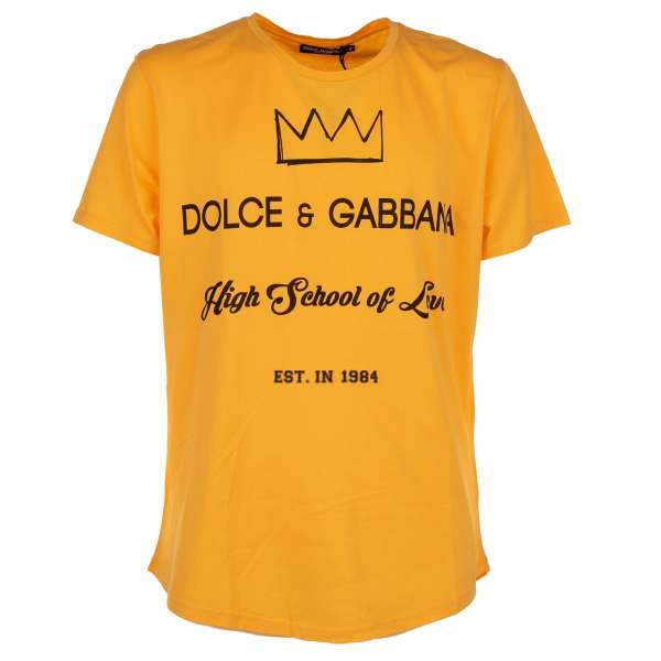 Baumwolle T-Shirt mit Krone und Logo Print vorne und 84 an der Rückseite von DOLCE & GABBANA