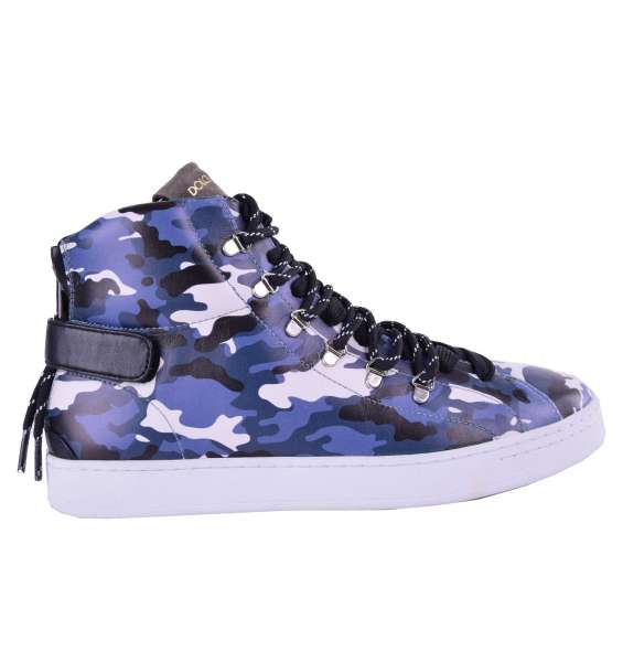 High-Top Sneakers with camouflage print and lace & zip fastening by DOLCE & GABBANA Black Label