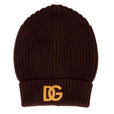 DG Logo Cashmere Hat Beanie Burgundy Brown