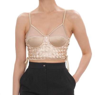  Schnüren Bustier Korsett Top Nude Beige IT 40 DE 34 XS S 