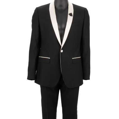 Crystal Bee Virgin Wool Silk Lapel Suit MARTINI Black 48 38 M