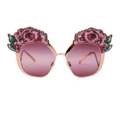 Special Edition Butterfly Sunglasses DG2202 Rose Sequin Embroidery Pink Gold