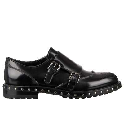 Studded Shoes Boots BOY with monk straps Black