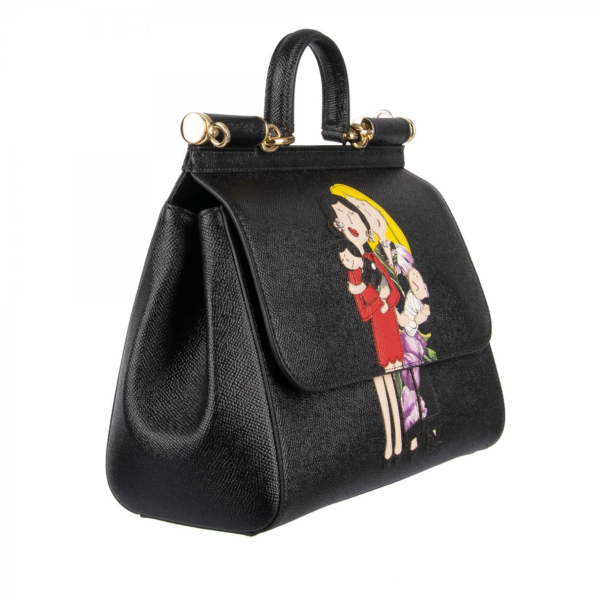 Dolce Gabbana SICILY Bag with DG Family Motive Black FASHION ROOMS