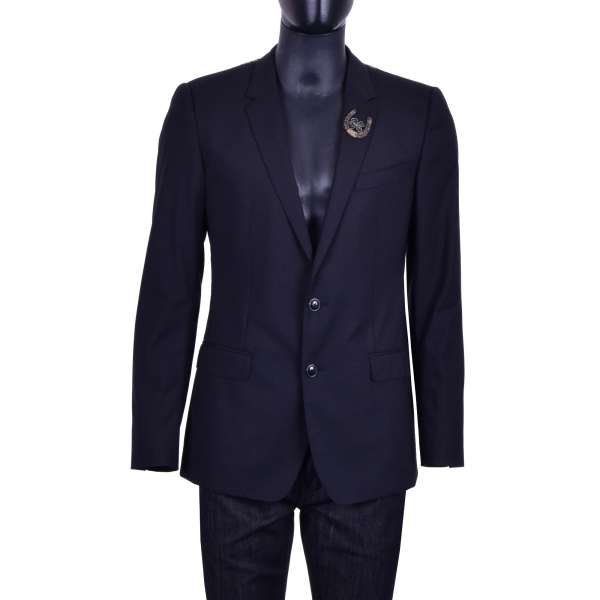 Virgin wool blazer with horseshoe embroidery and by DOLCE & GABBANA Black Label