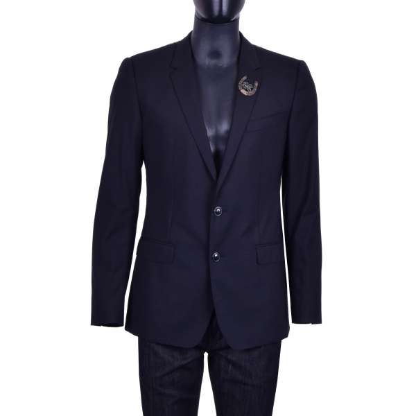 Blazer aus Schurwolle mit Hufeisen Stickerei von DOLCE & GABBANA Black Label