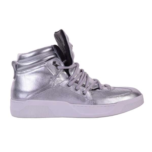 Glänzende High-Top Sneakers BENELUX aus Nappa Lammleder von DOLCE & GABBANA Black Label
