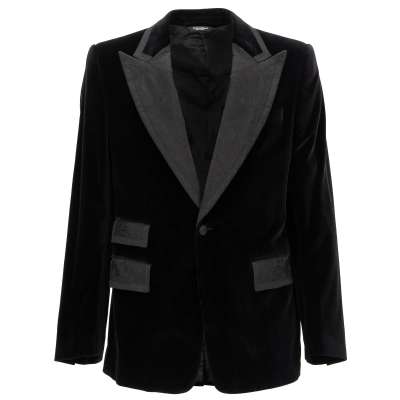 Barock Jacquard Samt Tuxedo Blazer  Schwarz 50 40 M L 