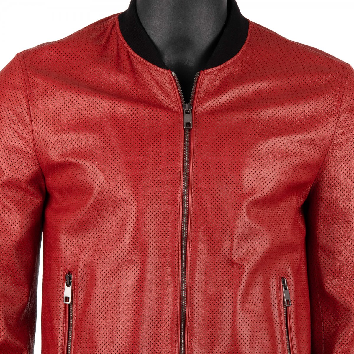 Dolce & Gabbana Perforated Light Nappa Leather Jacket Red 48 Dolce & Gabbana Perforated Light Nappa Leather Jacket Red 48