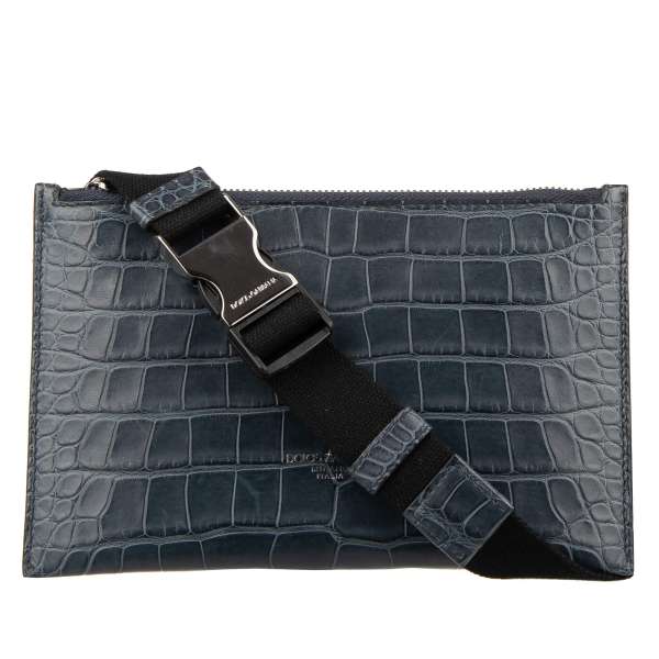 Exclusive ALTA SARTORIA Belt Bag / Waist Bag / Pouch made of Alligator Leather with logo print by DOLCE & GABBANA
