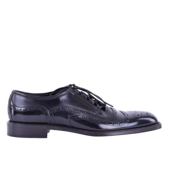 Open formal patent leather derby shoes SIENA by DOLCE & GABBANA Black Label 