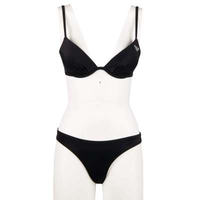 Padded Sculpted Push-Up Bikini with Logo Black S
