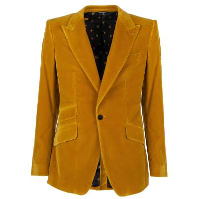 Velvet Blazer Jacket Tuxedo SICILIA Peak Lapel Yellow 44 US 34 XS