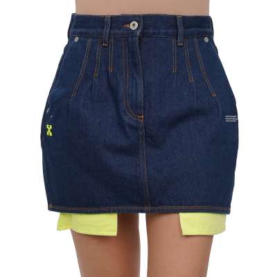 Virgil Abloh Logo Mini Jeans Denim Skirt Blue 42 S M
