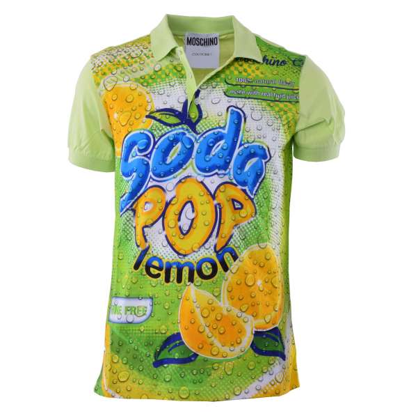 Bedrucktes Polo Shirt "Drink Soda" von MOSCHINO COUTURE