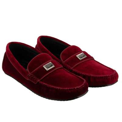 DG Metal Logo Velvet Moccasins Shoes PANAREA Bordeaux 44 US 11