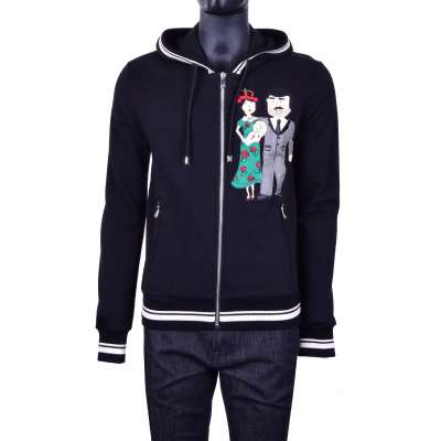 DG FAMILY Embroidered Cotton Hoody Jacket Black