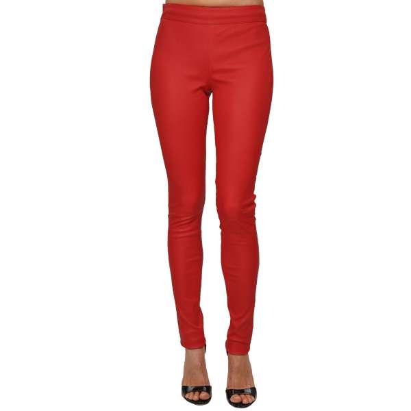 Leather leggings pants with Philipp Plein metal logo plate at the back by PHILIPP PLEIN
