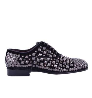 RUNWAY Studded Velour Derby Shoes